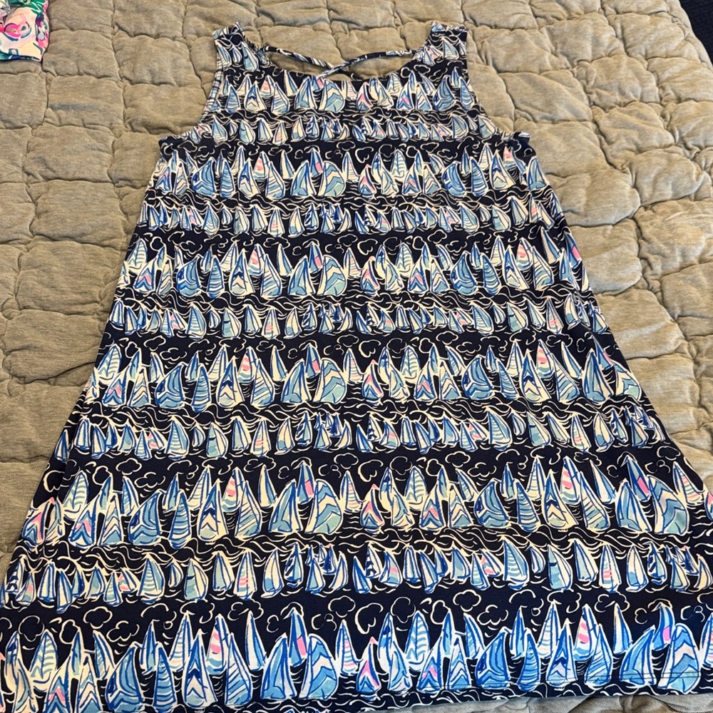 Lilly Pulitzer Navy and Blue Sailboat Midi Dress
